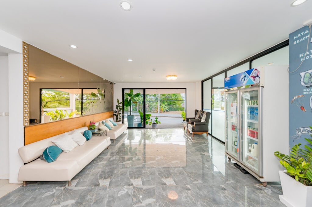 Lobby lounge with sofas