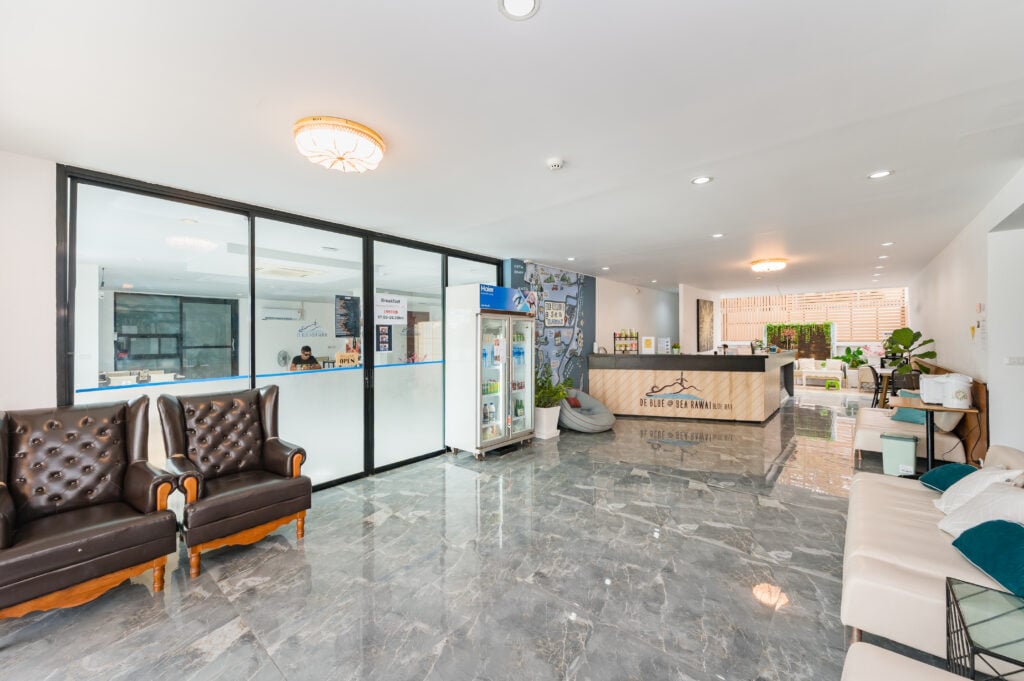 Hotel lobby and reception desk